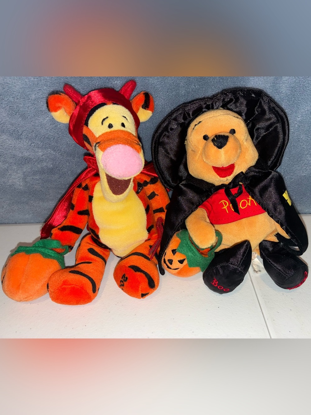 Vintage Disney Halloween Winnie The Pooh Stuffed Animals Set Of 2 Tigger Pooh